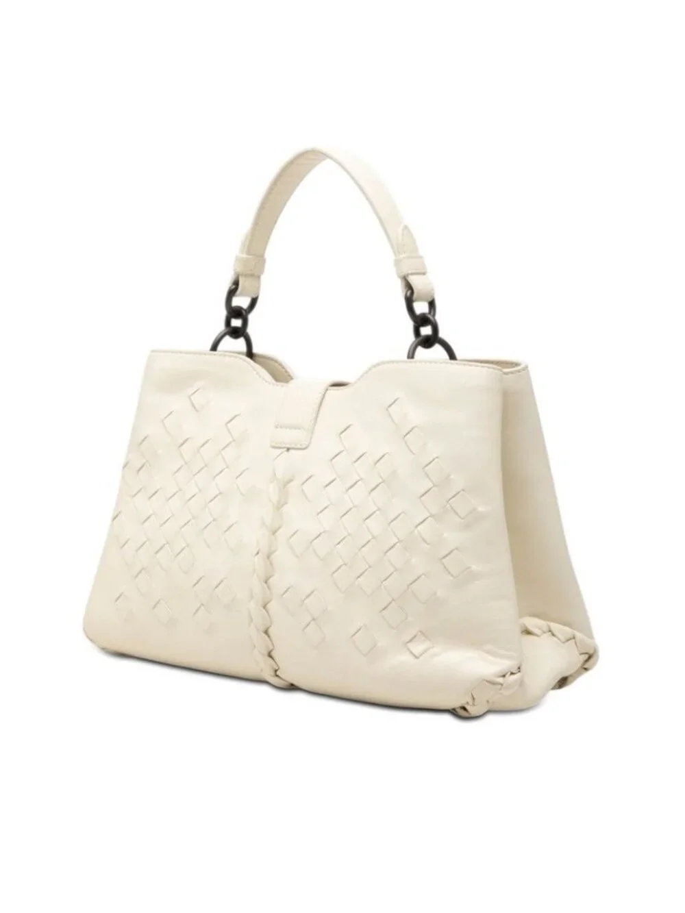 Bottega Veneta Intrecciato Napoli 2-Way Shoulder Bag Off White Leather